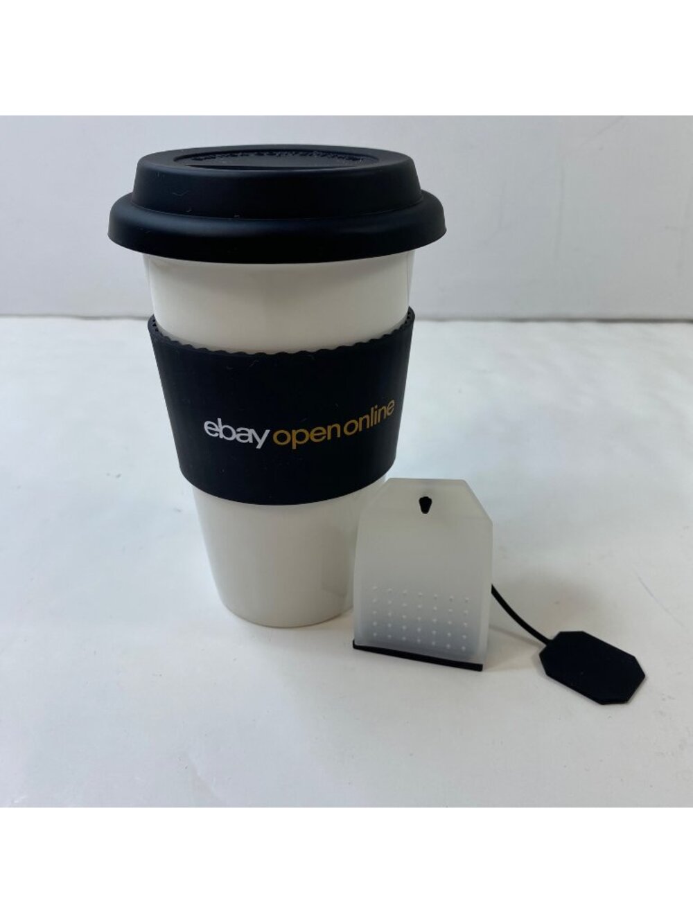 eBay Open Online Travel Mug Silicone Lid Tea Infuser Set White Black eBayana